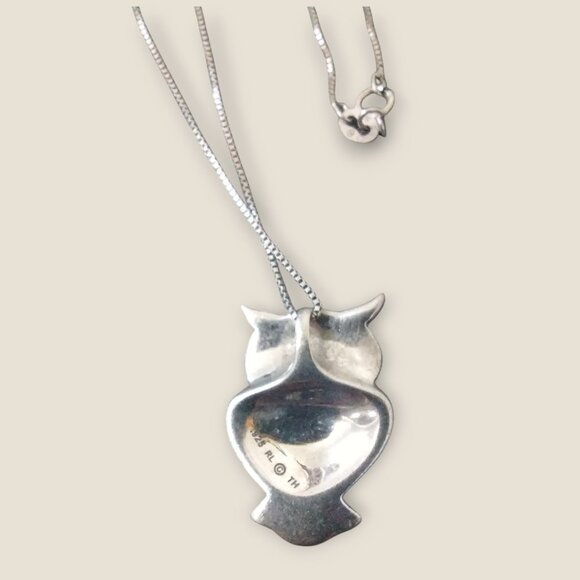 Sterling Silver Necklace with Crystal Pave Owl - Picture 4 of 4
